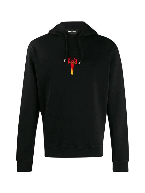 Hoodie Dsquared2 motif clé enflammée noir