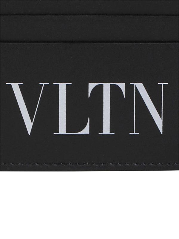 Porte-cartes VLTN en cuir noir