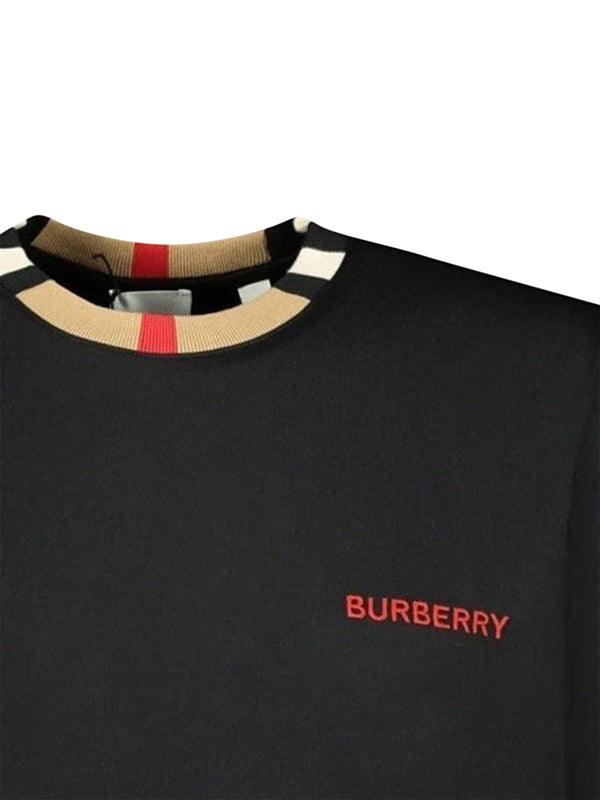 T-shirt Burberry avec col à rayure iconique - Noir