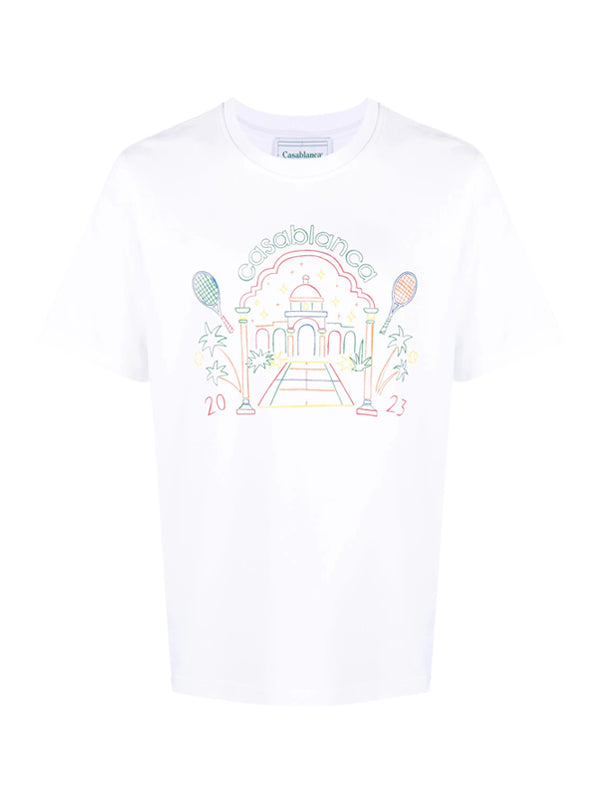 T-Shirt noir Casablanca Temple du crayon arc-en-ciel