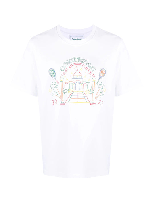 T-Shirt noir Casablanca Temple du crayon arc-en-ciel