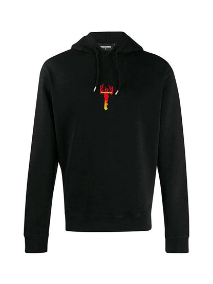 Hoodie Dsquared2 motif clé enflammée noir 