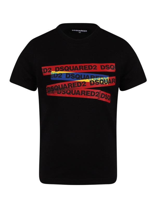 T-Shirt Dsquared2 noir à logo en bandes