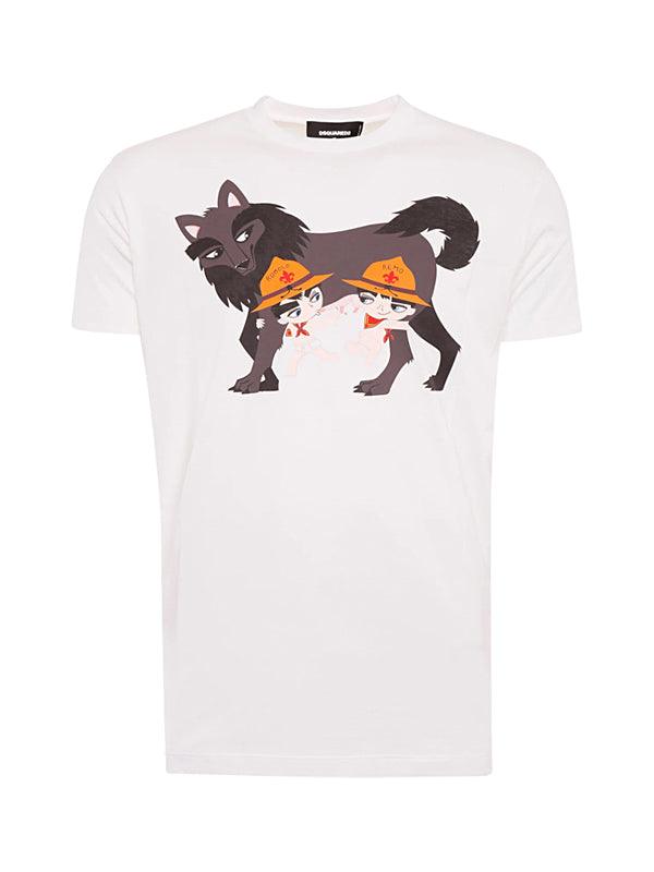 T-Shirt Dsquared2 blanc Loup du Capitole