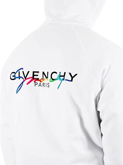 Hoodie Givenchy blanc signature logo brodé arc en ciel