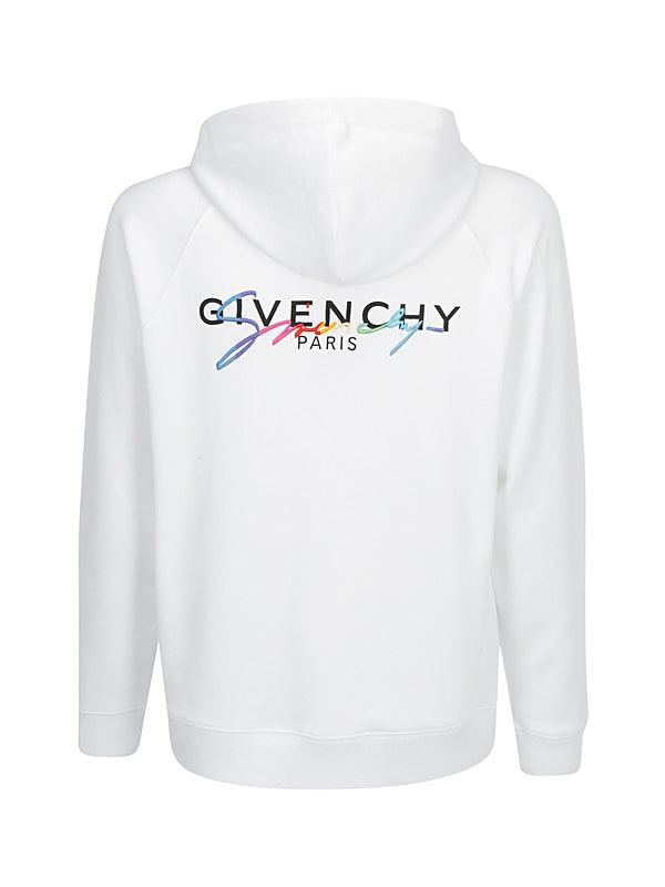 Hoodie Givenchy blanc signature logo brodé arc en ciel