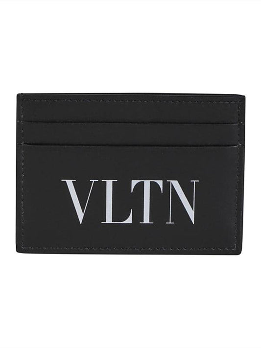 Porte-cartes VLTN en cuir noir 