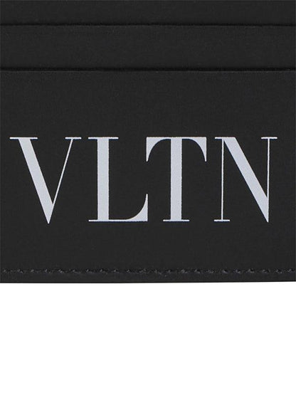 Porte-cartes VLTN en cuir noir 