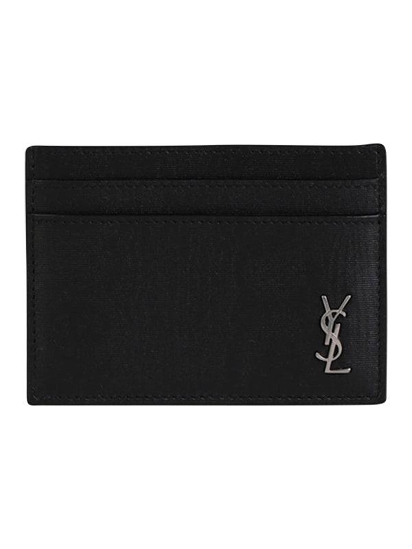 Porte-cartes YSL en cuir noir