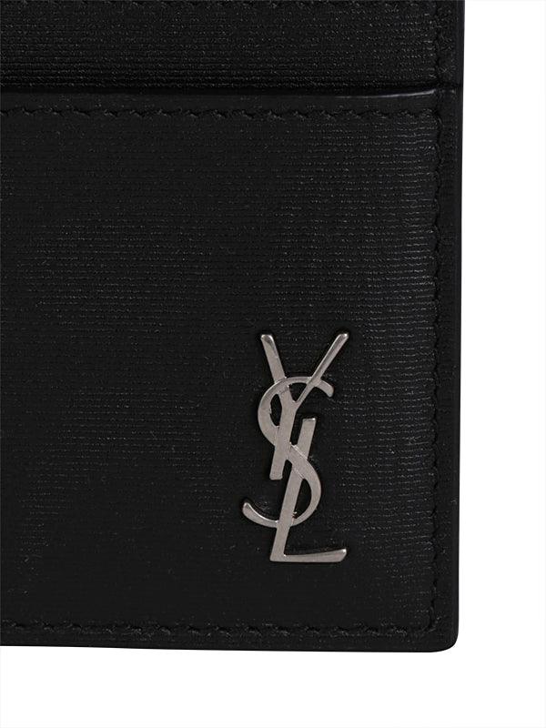 Porte-cartes YSL en cuir noir